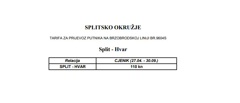 Trajekt Split Hvar vozni red i cijene Jadrolinija 2019