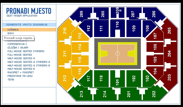 Spaladium arena sektori košarka